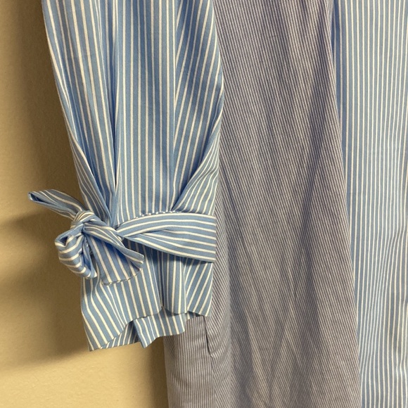 Maje 1 blue pinstripe long sleeve midi dress EUC - Picture 3 of 8